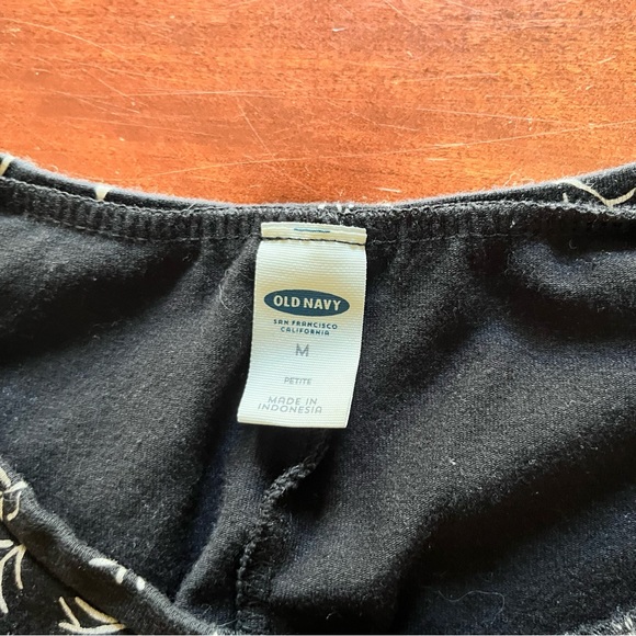 OLD NAVY Women's Sz Petite M Black Leaf Print Stretch Knit Dress - Picture 2 of 8